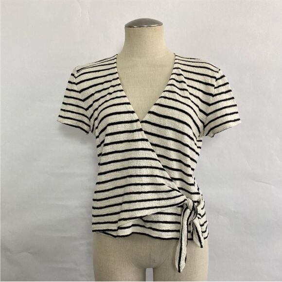 Madewell Texture and Thread Short Sleeve Wrap Top 760 - Picture 1 of 4